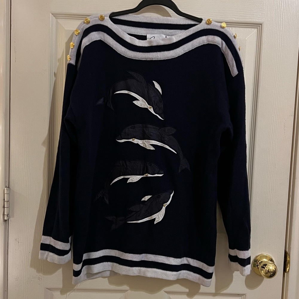 Vintage 90’s Navy Blue Dolphins Sweater